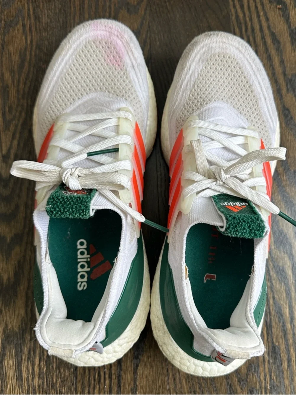 Adidas Ultraboost 21 NCAA pack University of Miami GX7966 Size 7